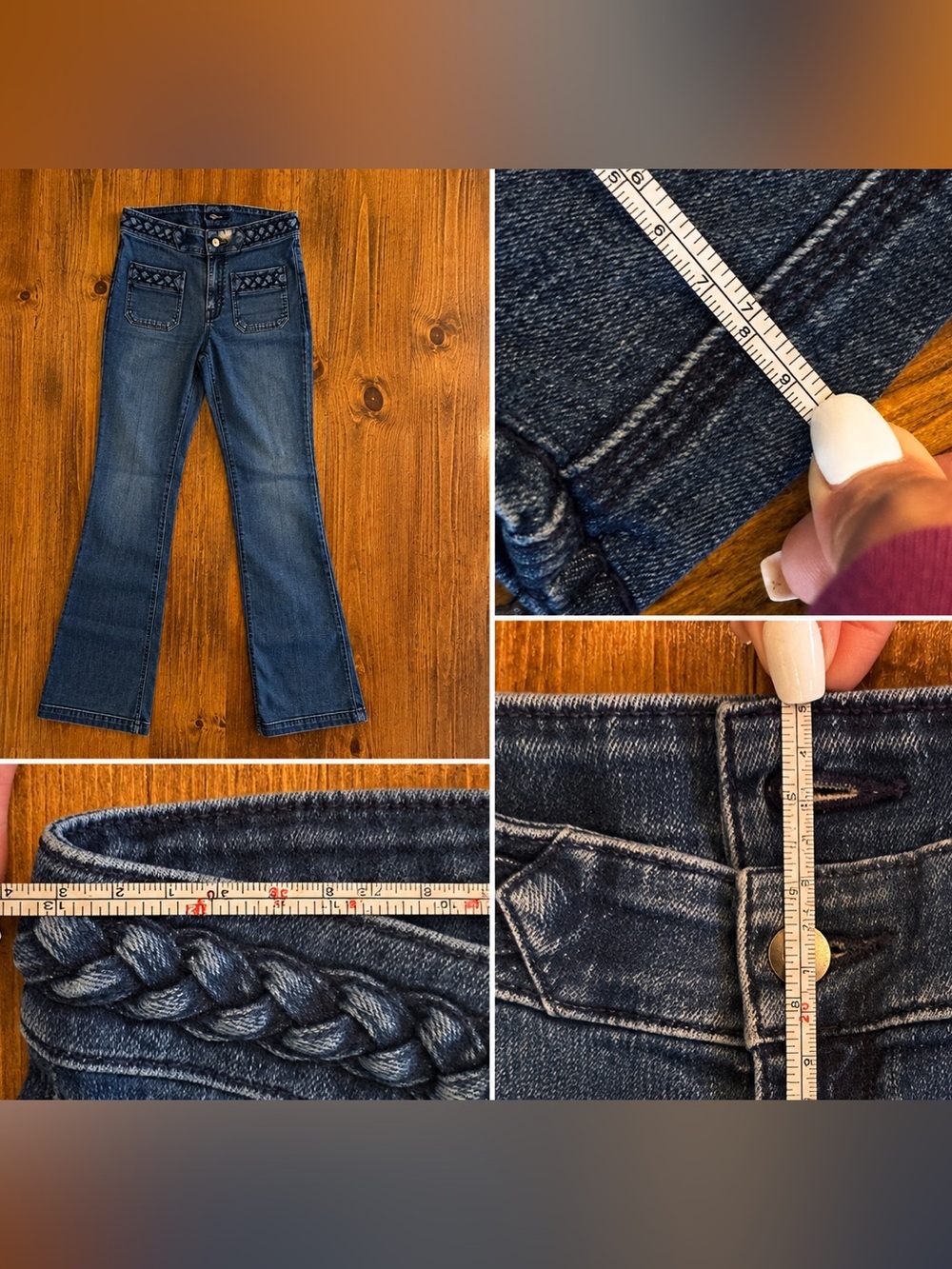 7 For All Mankind Braided Pocket Flare Jeans Size 27